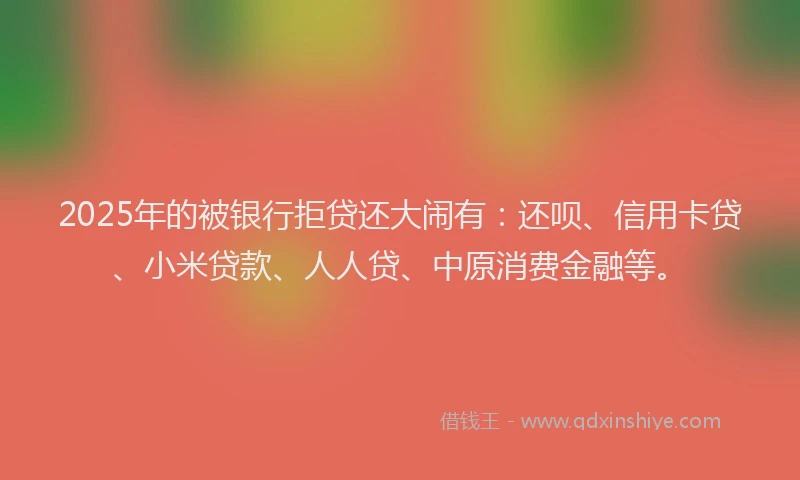 2025年的被银行拒贷还大闹有：还呗、信用卡贷、小米贷款、人人贷、中原消费金融等。