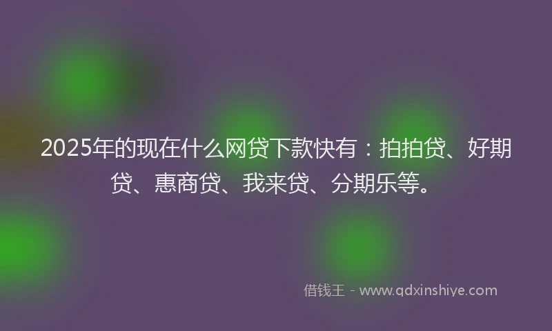 2025年的现在什么网贷下款快有：拍拍贷、好期贷、惠商贷、我来贷、分期乐等。