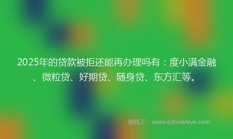 2025年的贷款被拒还能再办理吗有：度小满金融、微粒贷、好期贷、随身贷、东方汇等。