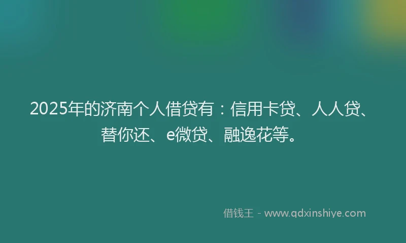 2025年的济南个人借贷有：信用卡贷、人人贷、替你还、e微贷、融逸花等。