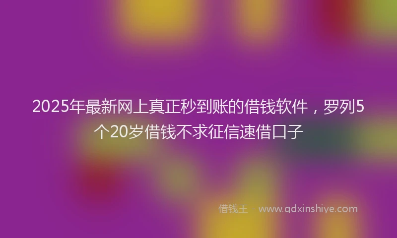 2025年最新网上真正秒到账的借钱软件，罗列5个20岁借钱不求征信速借口子