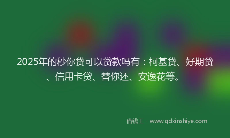 2025年的秒你贷可以贷款吗有：柯基贷、好期贷、信用卡贷、替你还、安逸花等。