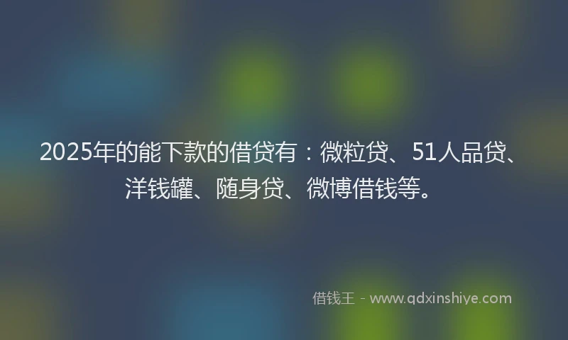 2025年的能下款的借贷有：微粒贷、51人品贷、洋钱罐、随身贷、微博借钱等。