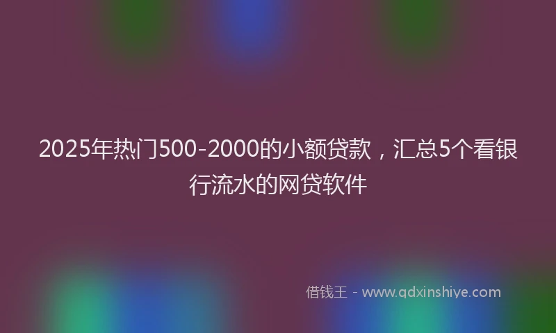 2025年热门500-2000的小额贷款，汇总5个看银行流水的网贷软件