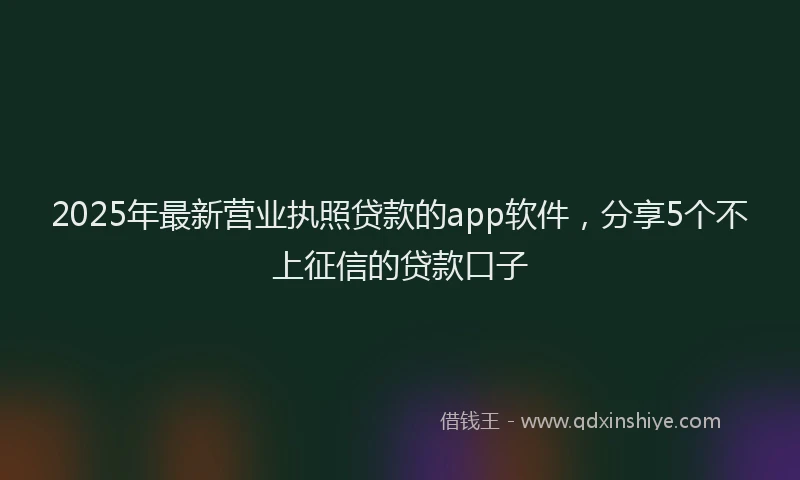 2025年最新营业执照贷款的app软件，分享5个不上征信的贷款口子