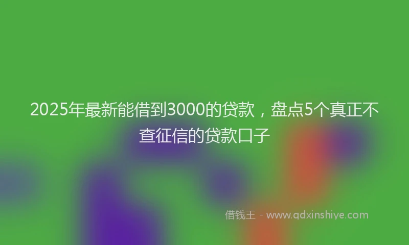 2025年最新能借到3000的贷款，盘点5个真正不查征信的贷款口子