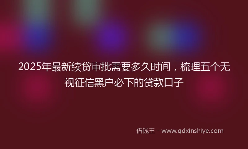 2025年最新续贷审批需要多久时间，梳理五个无视征信黑户必下的贷款口子