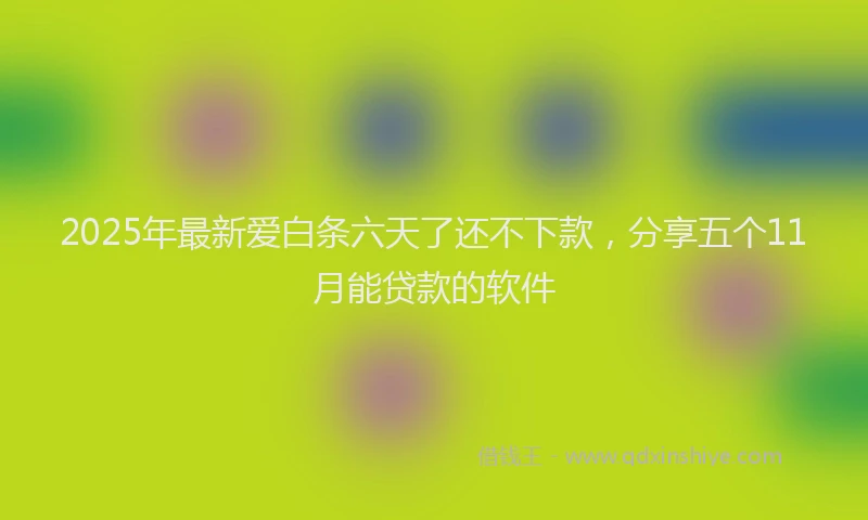 2025年最新爱白条六天了还不下款，分享五个11月能贷款的软件
