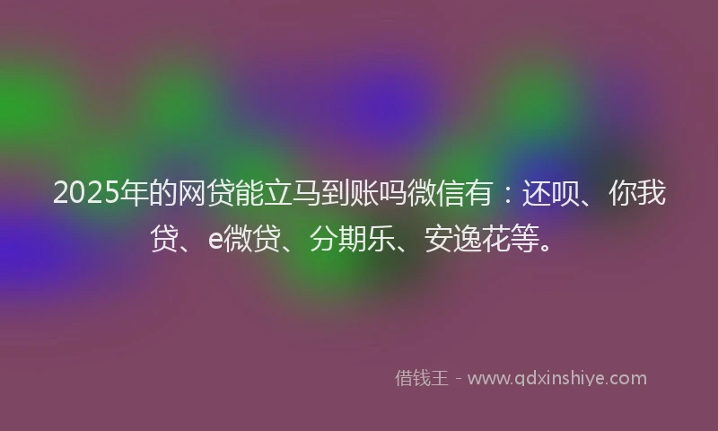 2025年的网贷能立马到账吗微信有：还呗、你我贷、e微贷、分期乐、安逸花等。