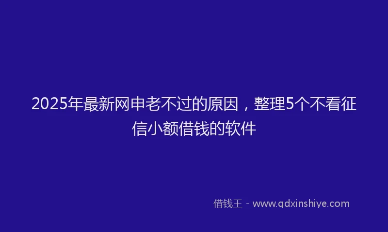2025年最新网申老不过的原因，整理5个不看征信小额借钱的软件