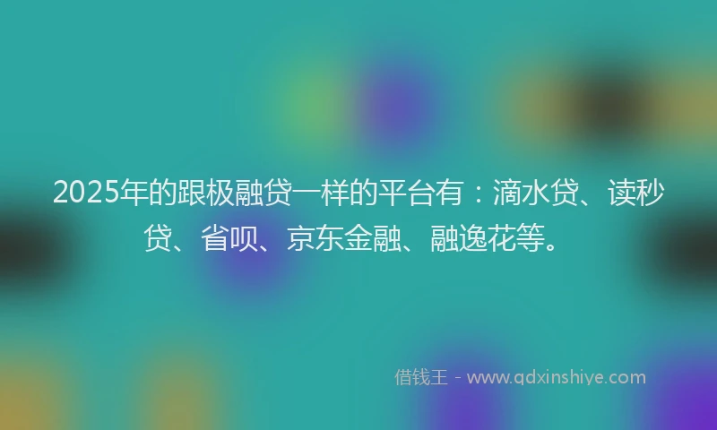 2025年的跟极融贷一样的平台有：滴水贷、读秒贷、省呗、京东金融、融逸花等。