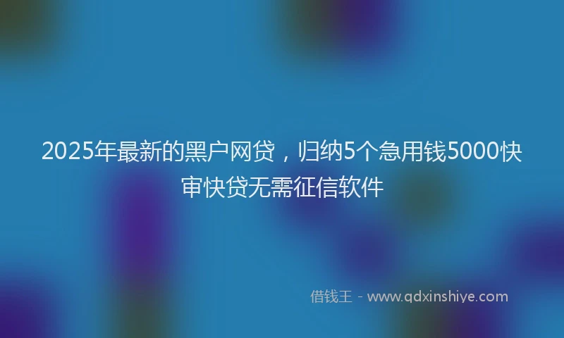 2025年最新的黑户网贷，归纳5个急用钱5000快审快贷无需征信软件