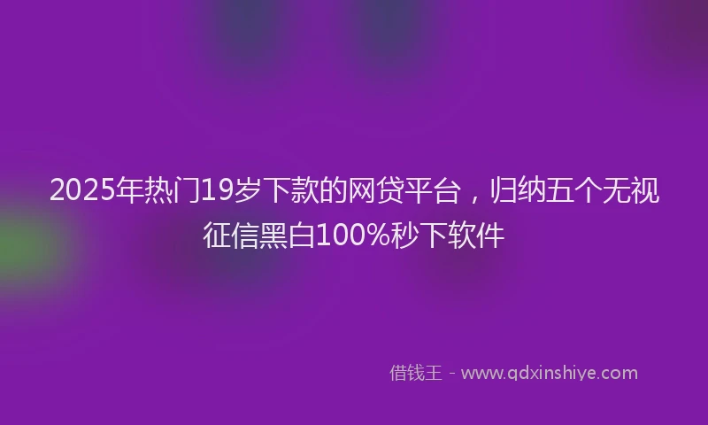 2025年热门19岁下款的网贷平台，归纳五个无视征信黑白100%秒下软件