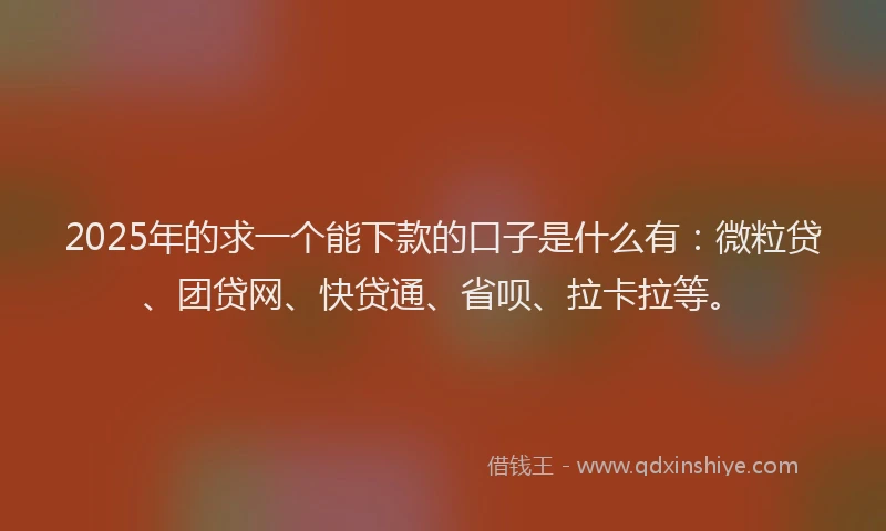 2025年的求一个能下款的口子是什么有：微粒贷、团贷网、快贷通、省呗、拉卡拉等。