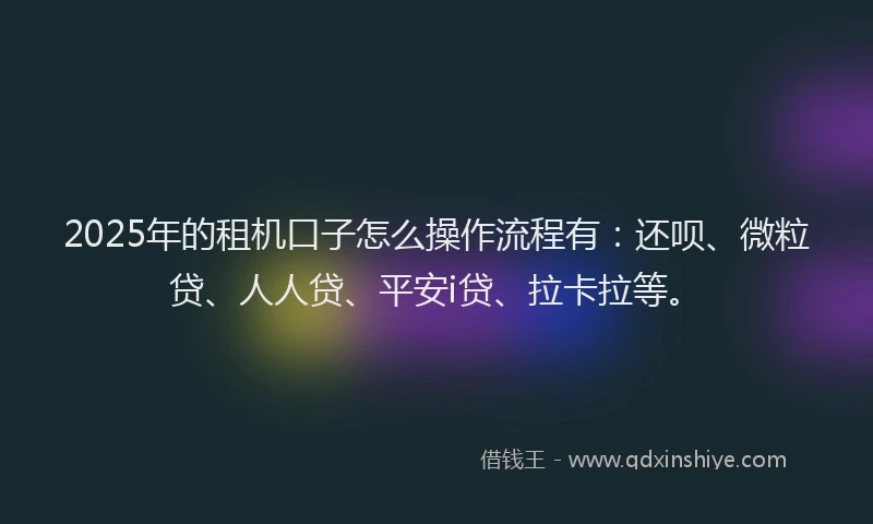 2025年的租机口子怎么操作流程有：还呗、微粒贷、人人贷、平安i贷、拉卡拉等。