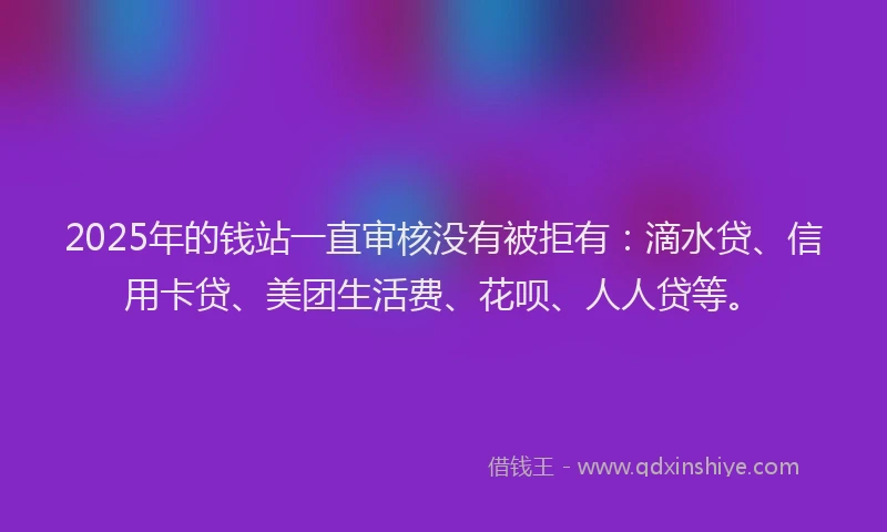 2025年的钱站一直审核没有被拒有：滴水贷、信用卡贷、美团生活费、花呗、人人贷等。