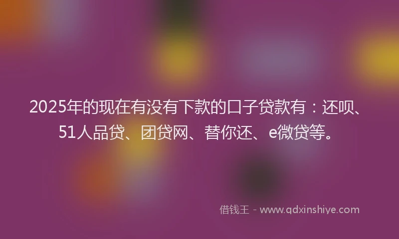 2025年的现在有没有下款的口子贷款有：还呗、51人品贷、团贷网、替你还、e微贷等。