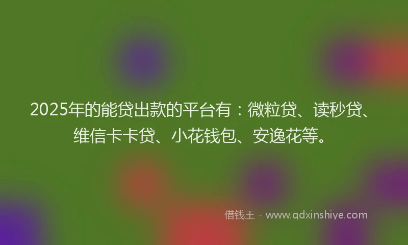 2025年的能贷出款的平台有：微粒贷、读秒贷、维信卡卡贷、小花钱包、安逸花等。