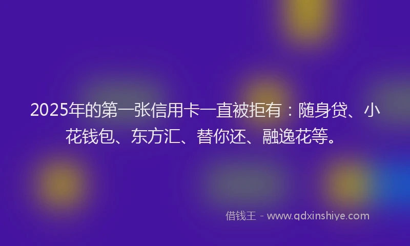 2025年的第一张信用卡一直被拒有：随身贷、小花钱包、东方汇、替你还、融逸花等。