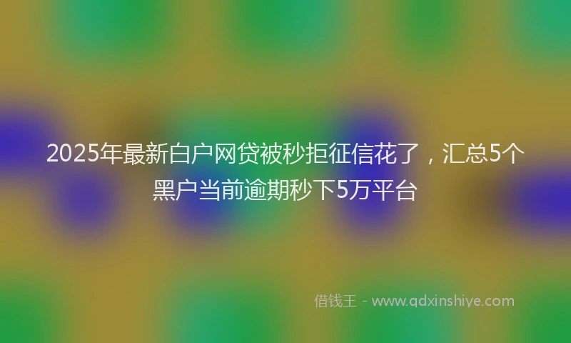 2025年最新白户网贷被秒拒征信花了，汇总5个黑户当前逾期秒下5万平台