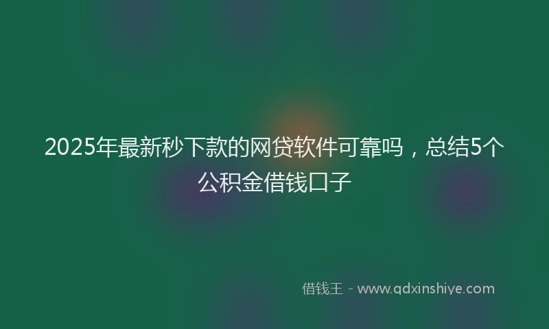 2025年最新秒下款的网贷软件可靠吗，总结5个公积金借钱口子