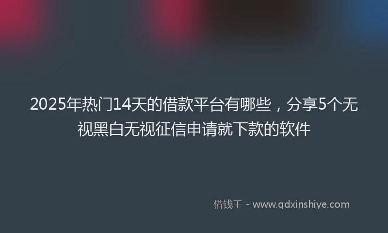 2025年热门14天的借款平台有哪些，分享5个无视黑白无视征信申请就下款的软件
