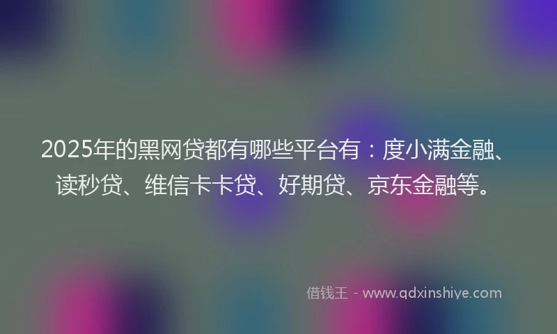 2025年的黑网贷都有哪些平台有：度小满金融、读秒贷、维信卡卡贷、好期贷、京东金融等。