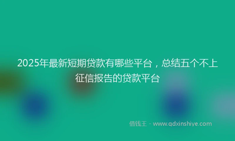 2025年最新短期贷款有哪些平台，总结五个不上征信报告的贷款平台