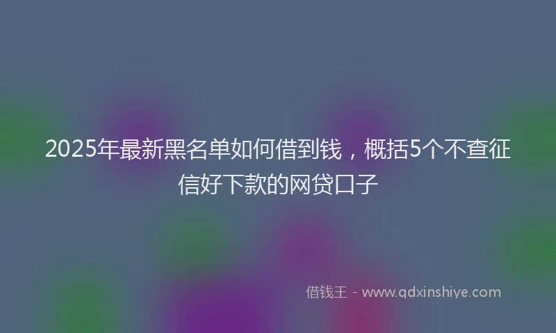 2025年最新黑名单如何借到钱，概括5个不查征信好下款的网贷口子