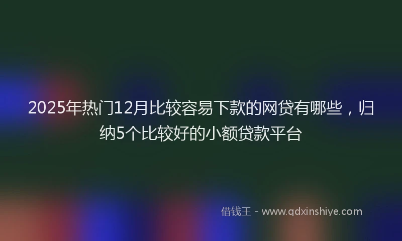 2025年热门12月比较容易下款的网贷有哪些，归纳5个比较好的小额贷款平台