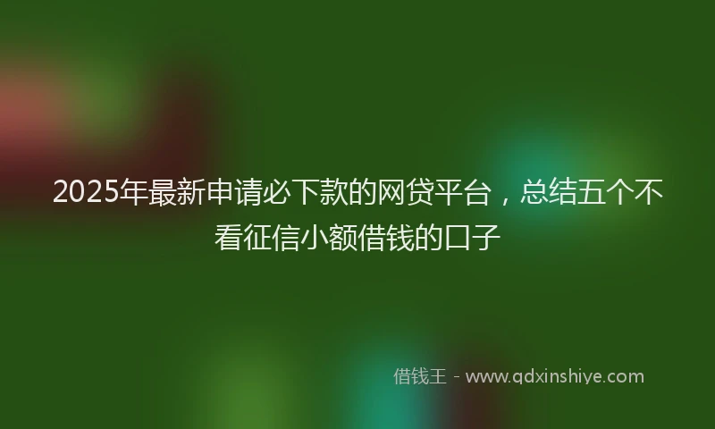 2025年最新申请必下款的网贷平台，总结五个不看征信小额借钱的口子