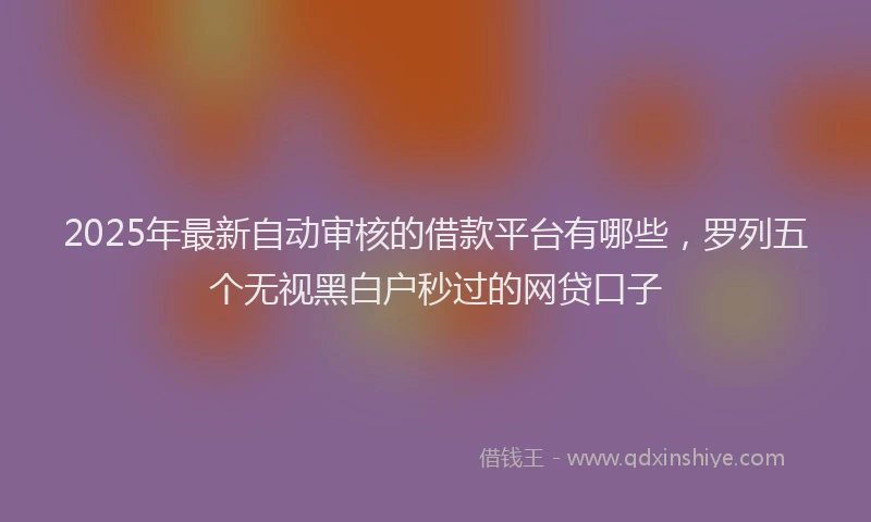2025年最新自动审核的借款平台有哪些，罗列五个无视黑白户秒过的网贷口子