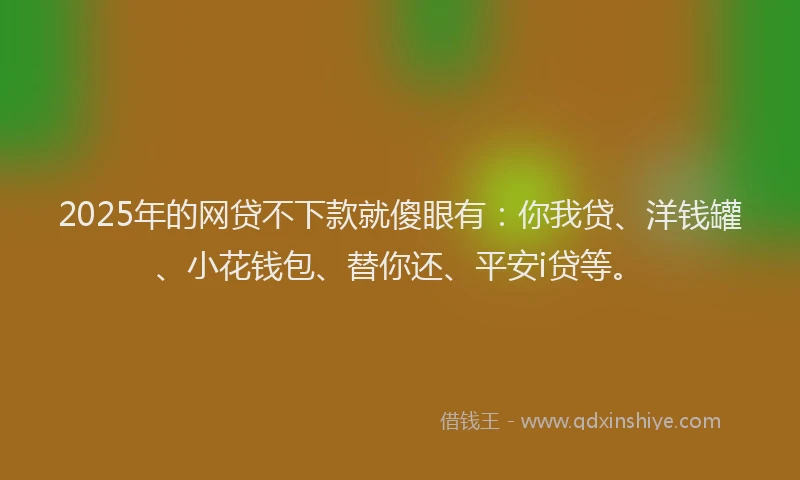 2025年的网贷不下款就傻眼有：你我贷、洋钱罐、小花钱包、替你还、平安i贷等。