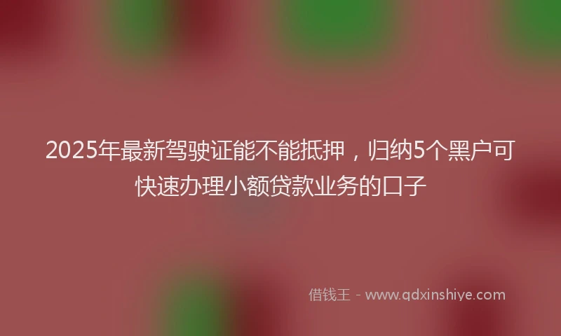 2025年最新驾驶证能不能抵押，归纳5个黑户可快速办理小额贷款业务的口子