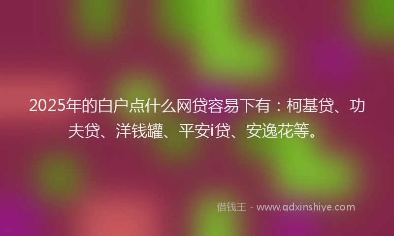 2025年的白户点什么网贷容易下有：柯基贷、功夫贷、洋钱罐、平安i贷、安逸花等。