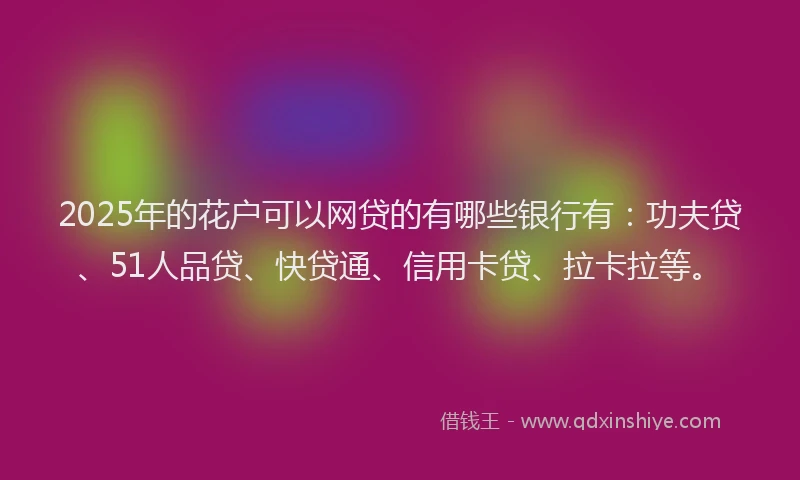 2025年的花户可以网贷的有哪些银行有：功夫贷、51人品贷、快贷通、信用卡贷、拉卡拉等。
