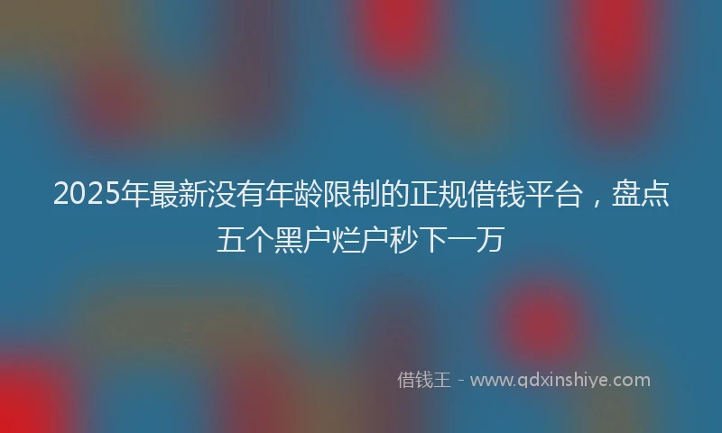 2025年最新没有年龄限制的正规借钱平台，盘点五个黑户烂户秒下一万