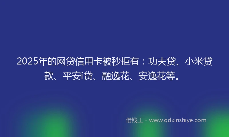 2025年的网贷信用卡被秒拒有：功夫贷、小米贷款、平安i贷、融逸花、安逸花等。