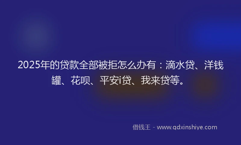 2025年的贷款全部被拒怎么办有：滴水贷、洋钱罐、花呗、平安i贷、我来贷等。