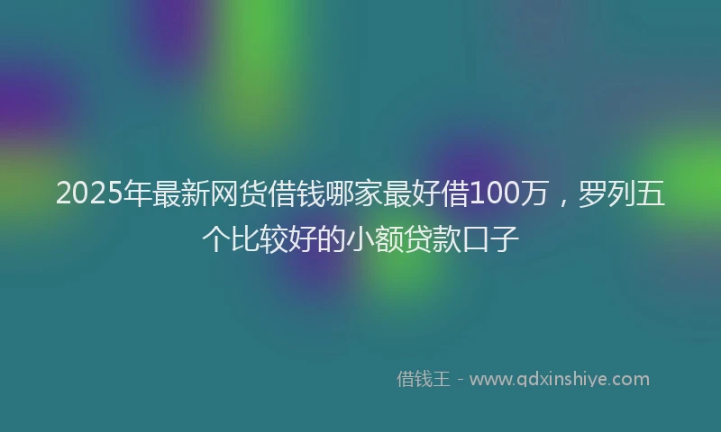 2025年最新网货借钱哪家最好借100万，罗列五个比较好的小额贷款口子
