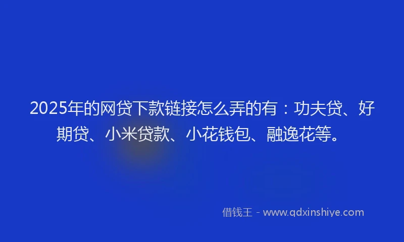 2025年的网贷下款链接怎么弄的有：功夫贷、好期贷、小米贷款、小花钱包、融逸花等。
