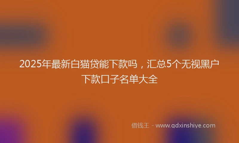 2025年最新白猫贷能下款吗，汇总5个无视黑户下款口子名单大全