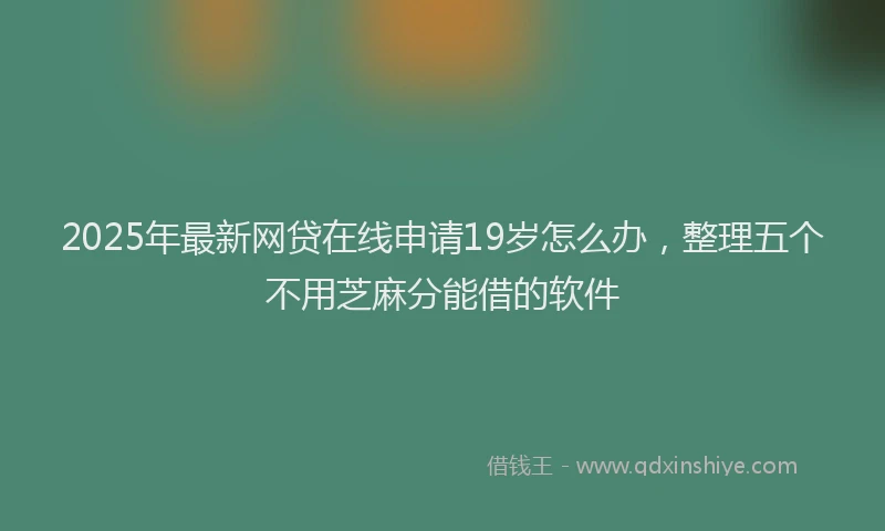 2025年最新网贷在线申请19岁怎么办，整理五个不用芝麻分能借的软件