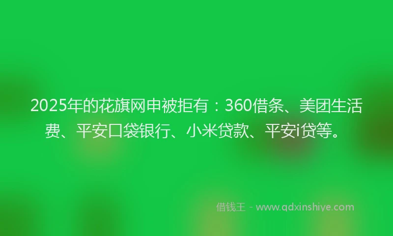 2025年的花旗网申被拒有：360借条、美团生活费、平安口袋银行、小米贷款、平安i贷等。