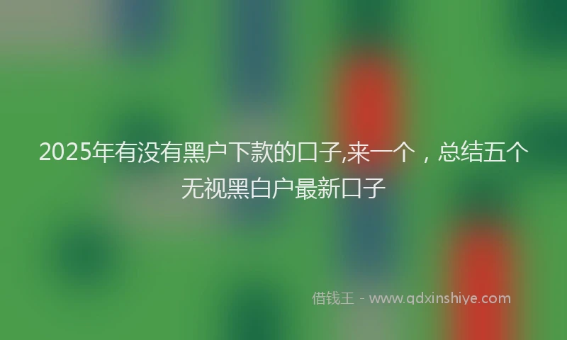 2025年有没有黑户下款的口子,来一个，总结五个无视黑白户最新口子