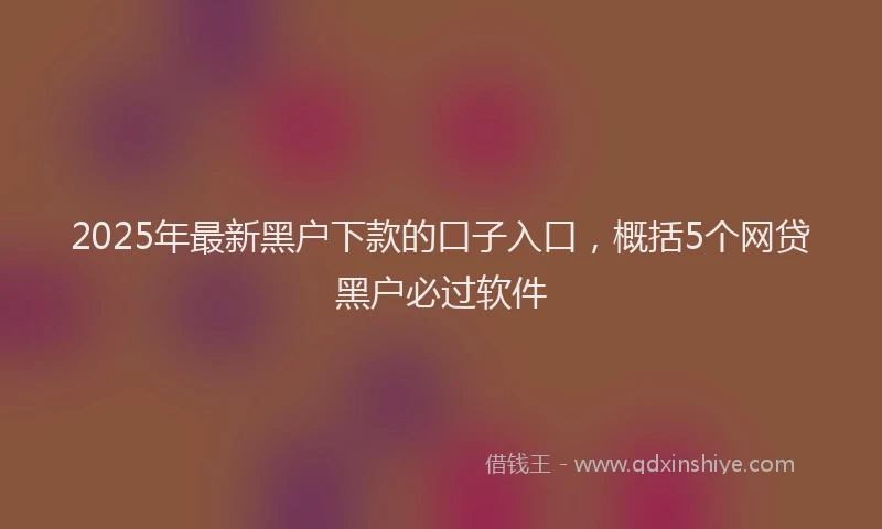 2025年最新黑户下款的口子入口，概括5个网贷黑户必过软件