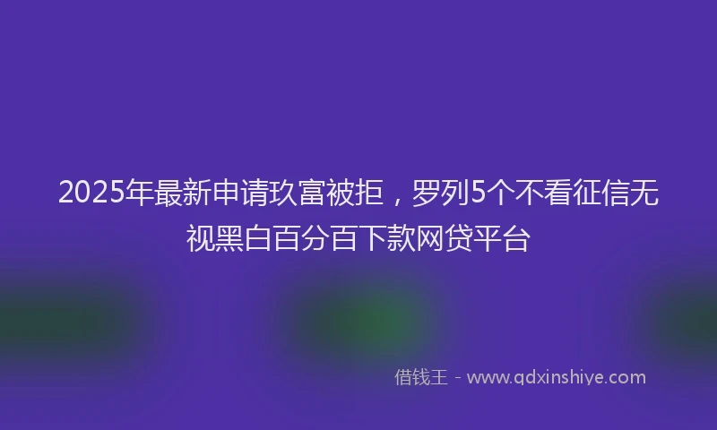 2025年最新申请玖富被拒，罗列5个不看征信无视黑白百分百下款网贷平台