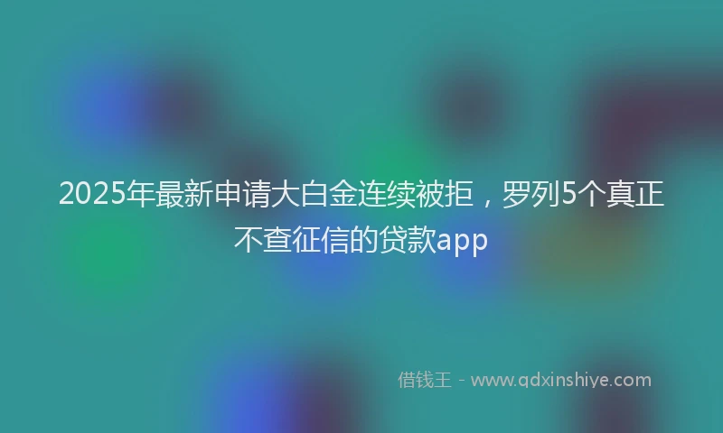 2025年最新申请大白金连续被拒，罗列5个真正不查征信的贷款app