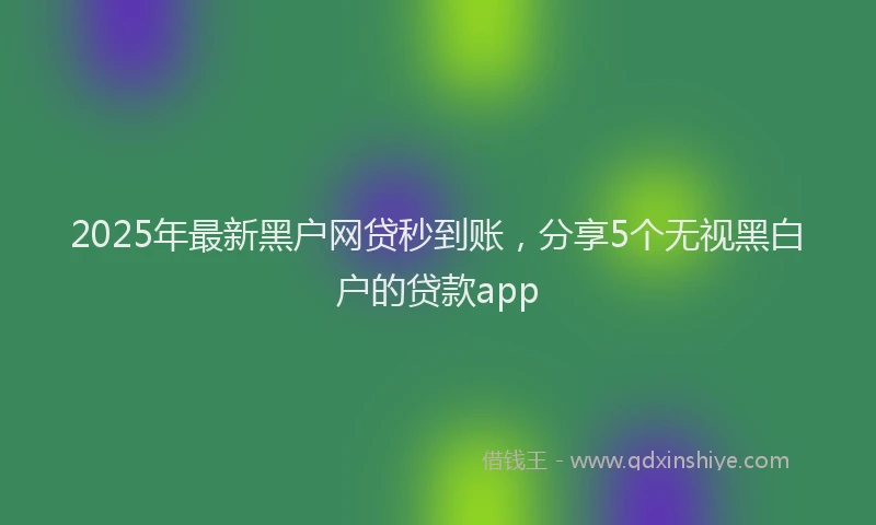 2025年最新黑户网贷秒到账，分享5个无视黑白户的贷款app