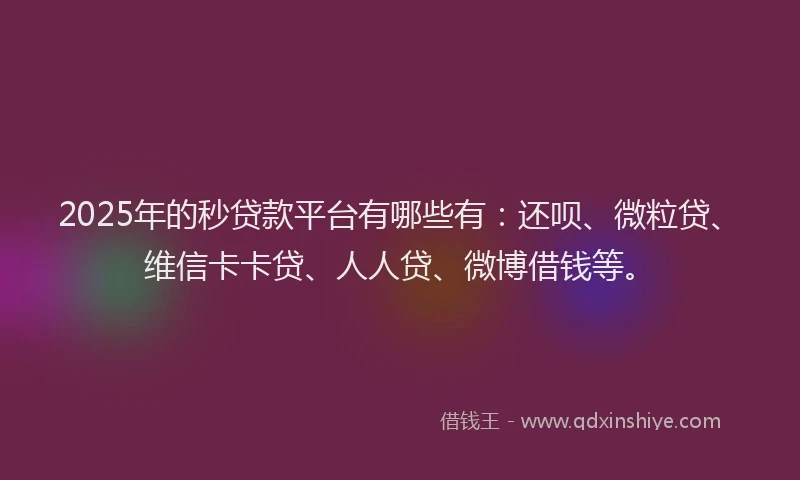 2025年的秒贷款平台有哪些有：还呗、微粒贷、维信卡卡贷、人人贷、微博借钱等。